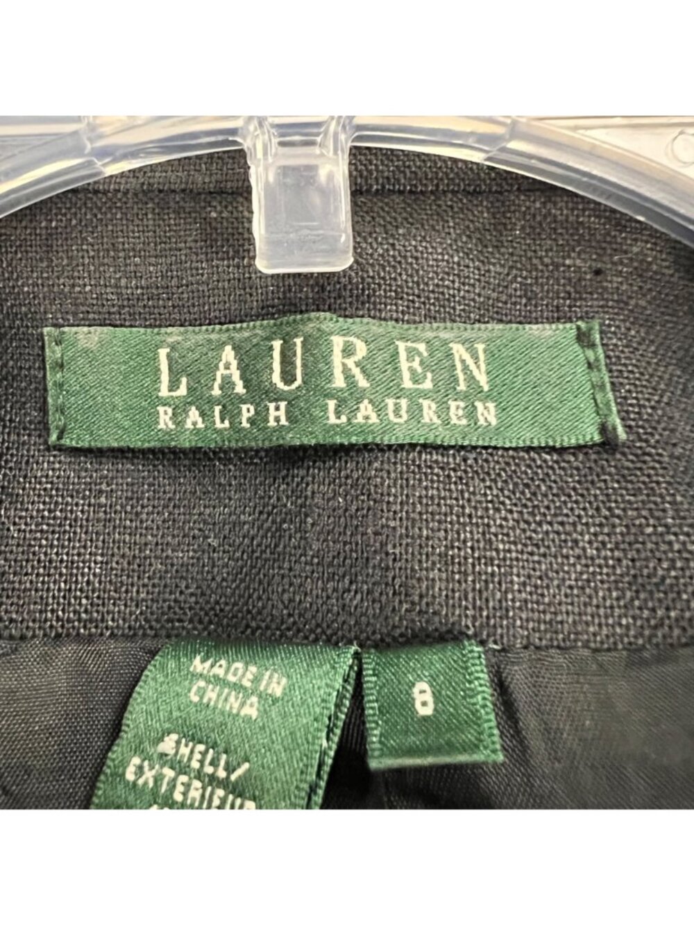 Lauren Ralph Lauren Linen Blazer Black/Multi Crest Button Up Size 8 Pockets - Picture 9 of 9